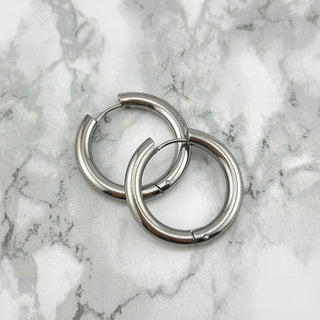 Silber groß Chunk hoops