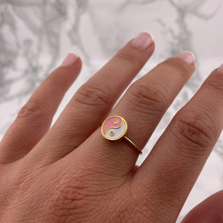 Yin Yang Rosa verstellbarer Ring