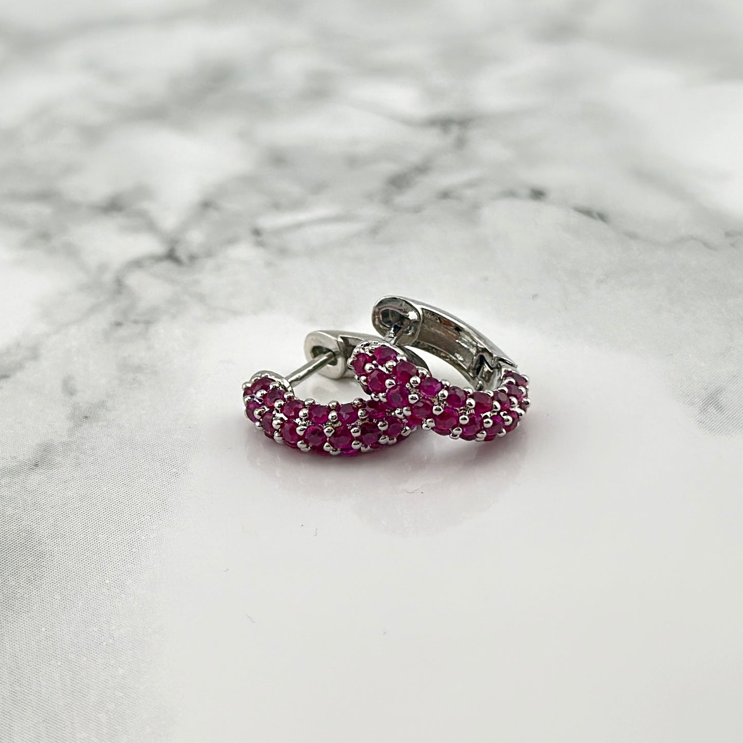 Tiny Pink Hoops silber