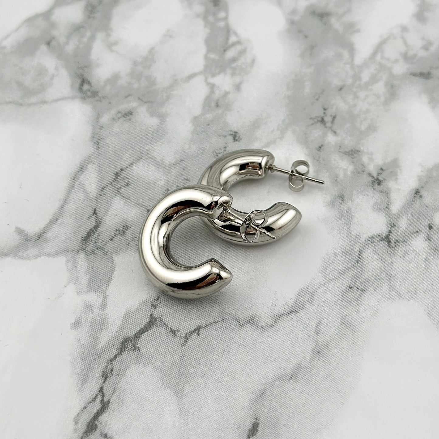 Silber Mini Chunk hoops