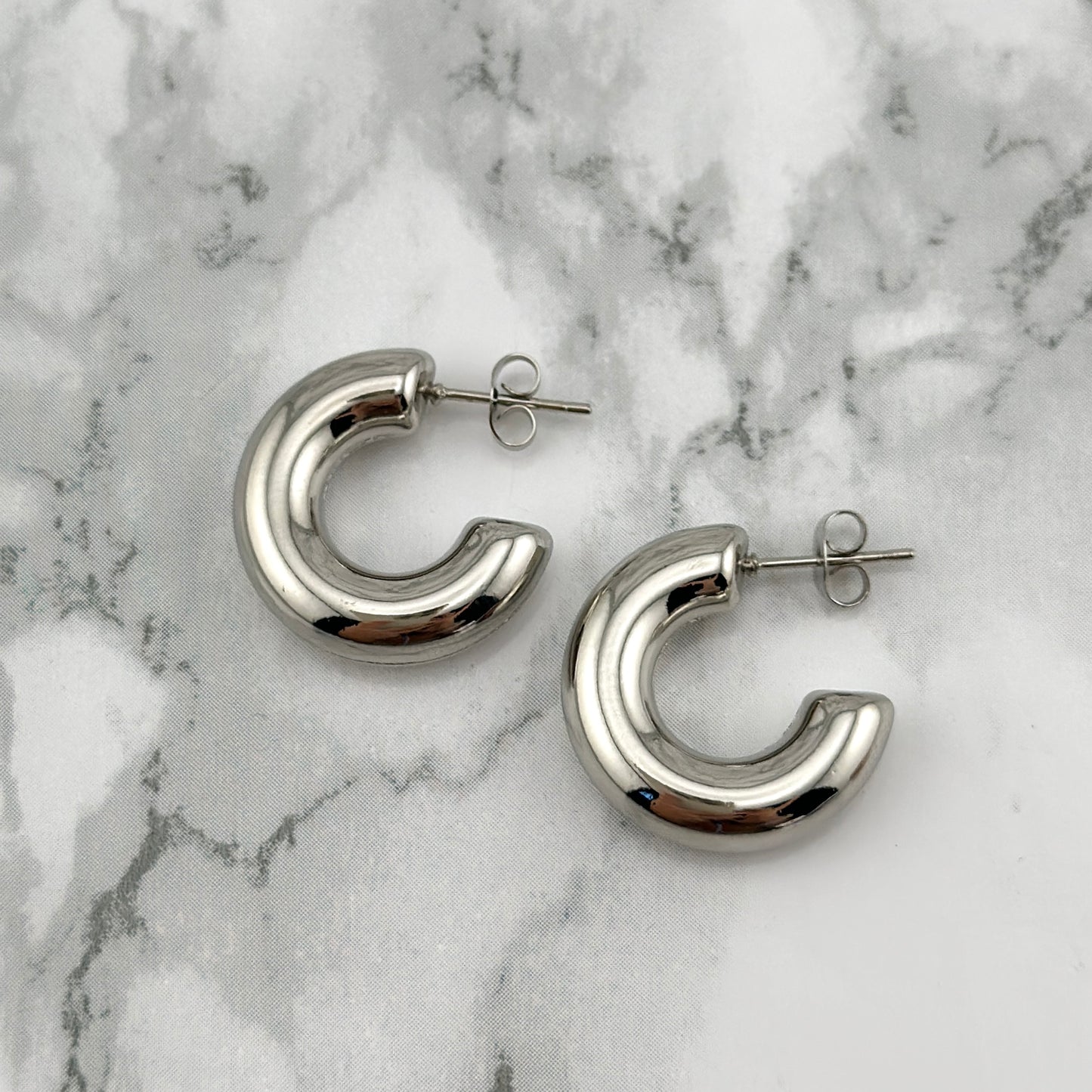 Silber Mini Chunk hoops